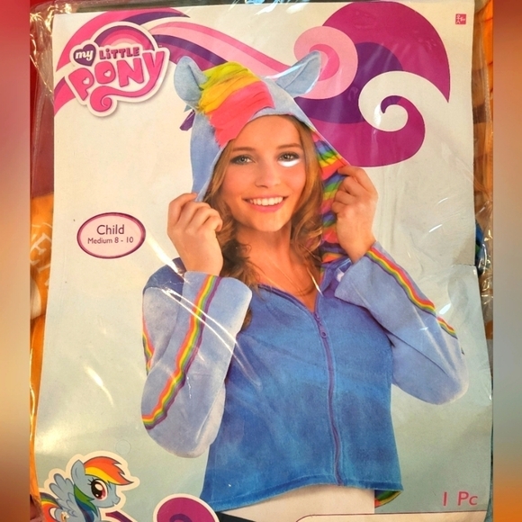 New In package child Med 8-10 Rainbow Dash Hoodie - Picture 1 of 11